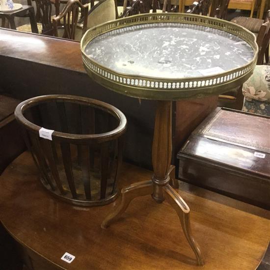 Basket and marble top wine table